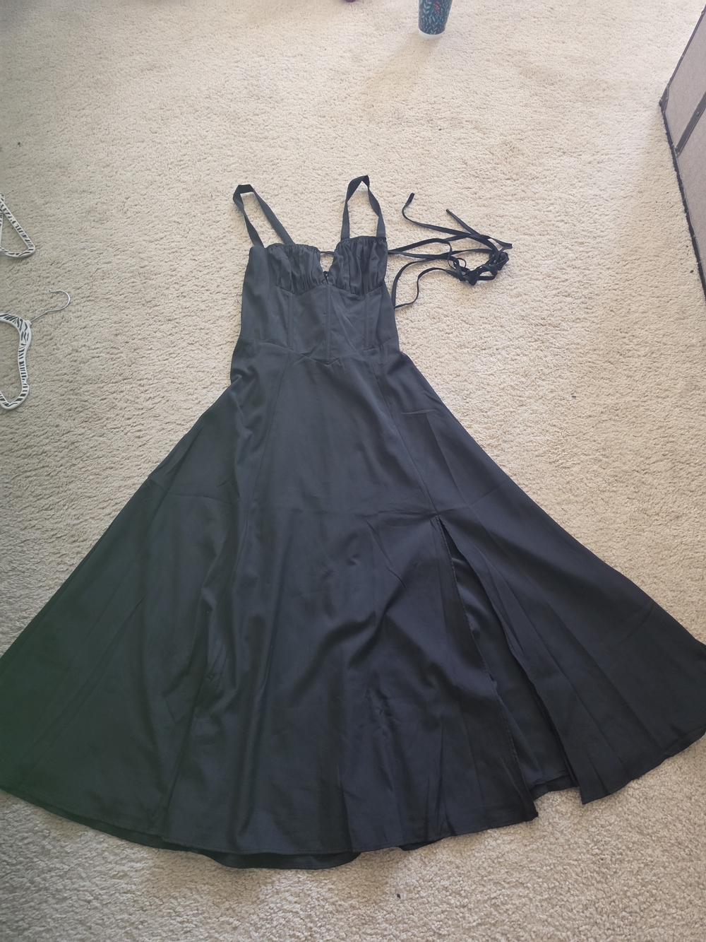 Elegant Black Maxi Slip Dress with Side Slit